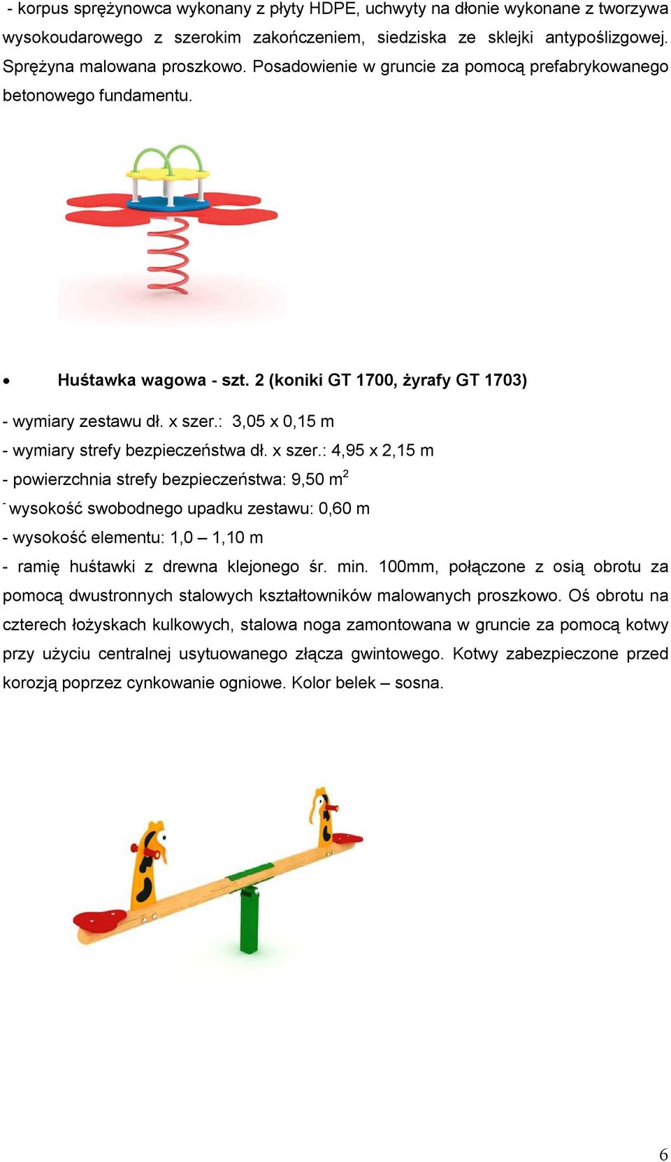 : 3,05 x 0,15 m - wymiary strefy bezpieczeństwa dł. x szer.