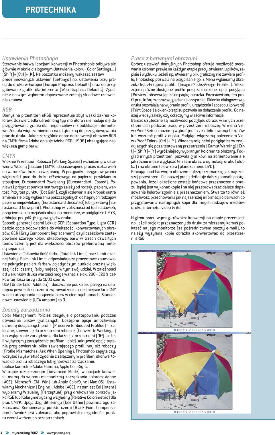 ustawienia przy pracy do druku w Europie (Europe Prepress Defaults) oraz do przygotowanie grafiki dla internetu (Web Graphics Defaults).