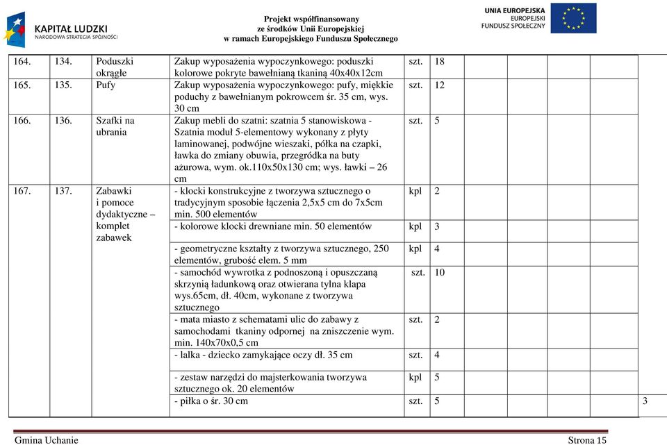 Szafki na Zakup mebli do szatni: szatnia 5 stanowiskowa - ubrania Szatnia moduł 5-elementowy wykonany z płyty laminowanej, podwójne wieszaki, półka na czapki, ławka do zmiany obuwia, przegródka na