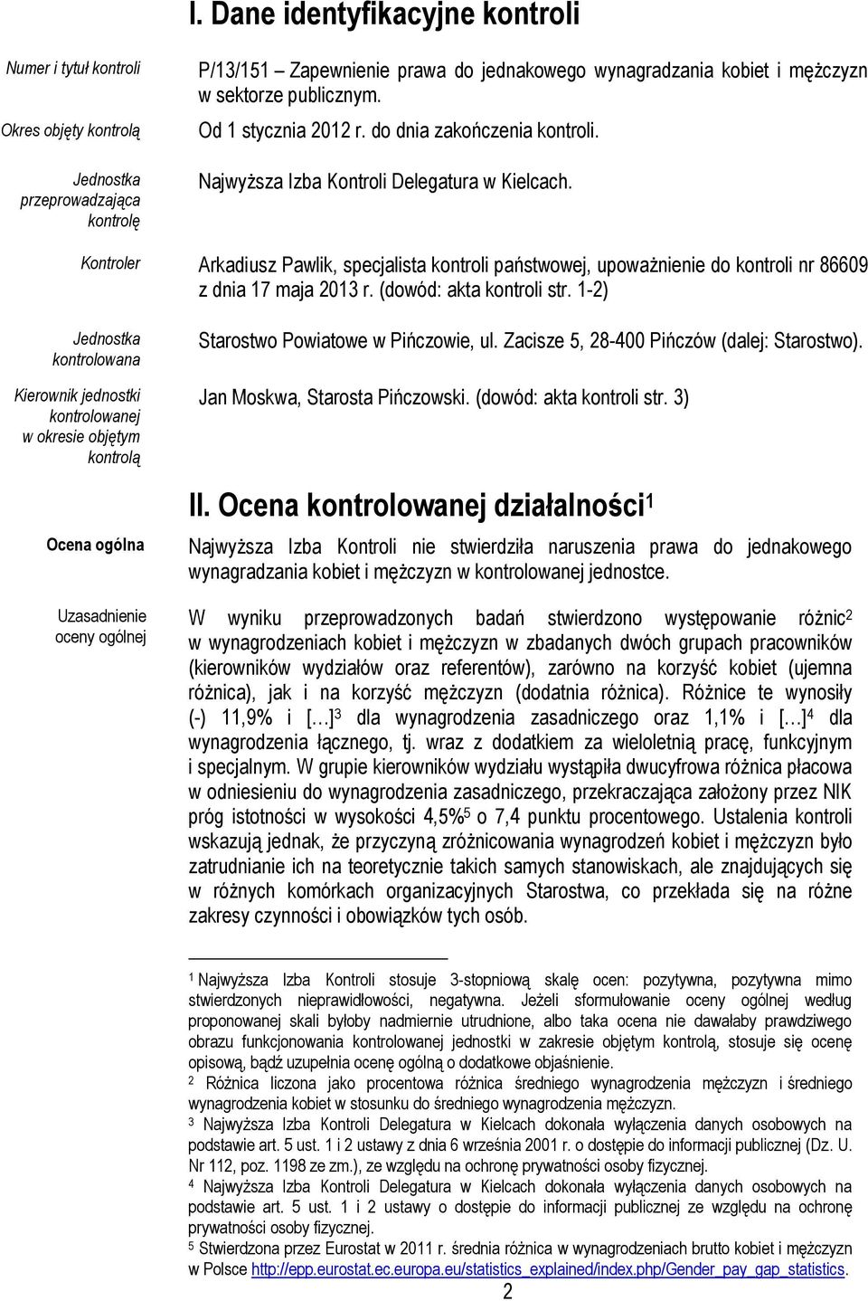 Kontroler Arkadiusz Pawlik, specjalista kontroli państwowej, upoważnienie do kontroli nr 86609 z dnia 17 maja 2013 r. (dowód: akta kontroli str.