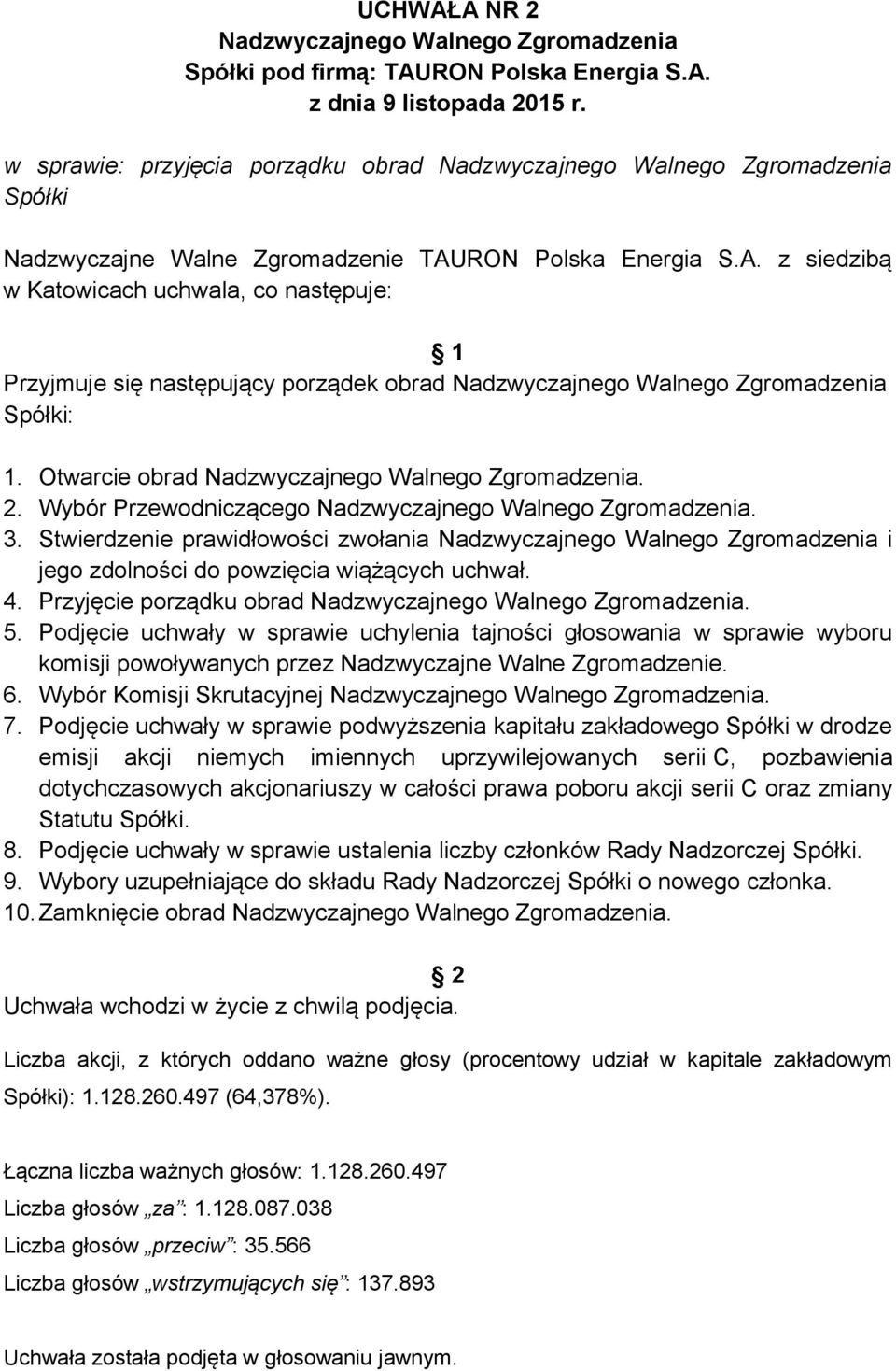 Podjęcie uchwały w sprawie uchylenia tajności głosowania w sprawie wyboru komisji powoływanych przez Nadzwyczajne Walne Zgromadzenie. 6. Wybór Komisji Skrutacyjnej. 7.