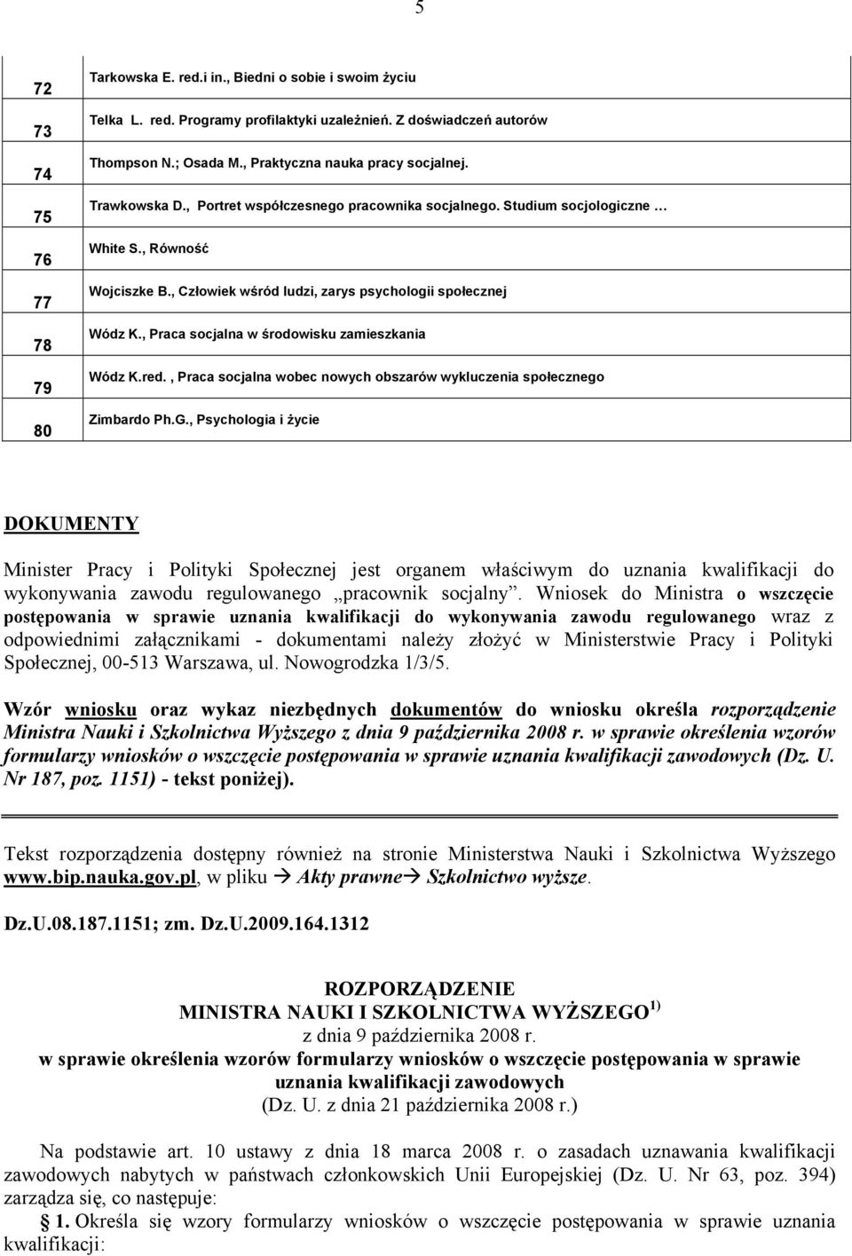 , Człowiek wśród ludzi, zarys psychologii społecznej Wódz K., Praca socjalna w środowisku zamieszkania Wódz K.red., Praca socjalna wobec nowych obszarów wykluczenia społecznego Zimbardo Ph.G.