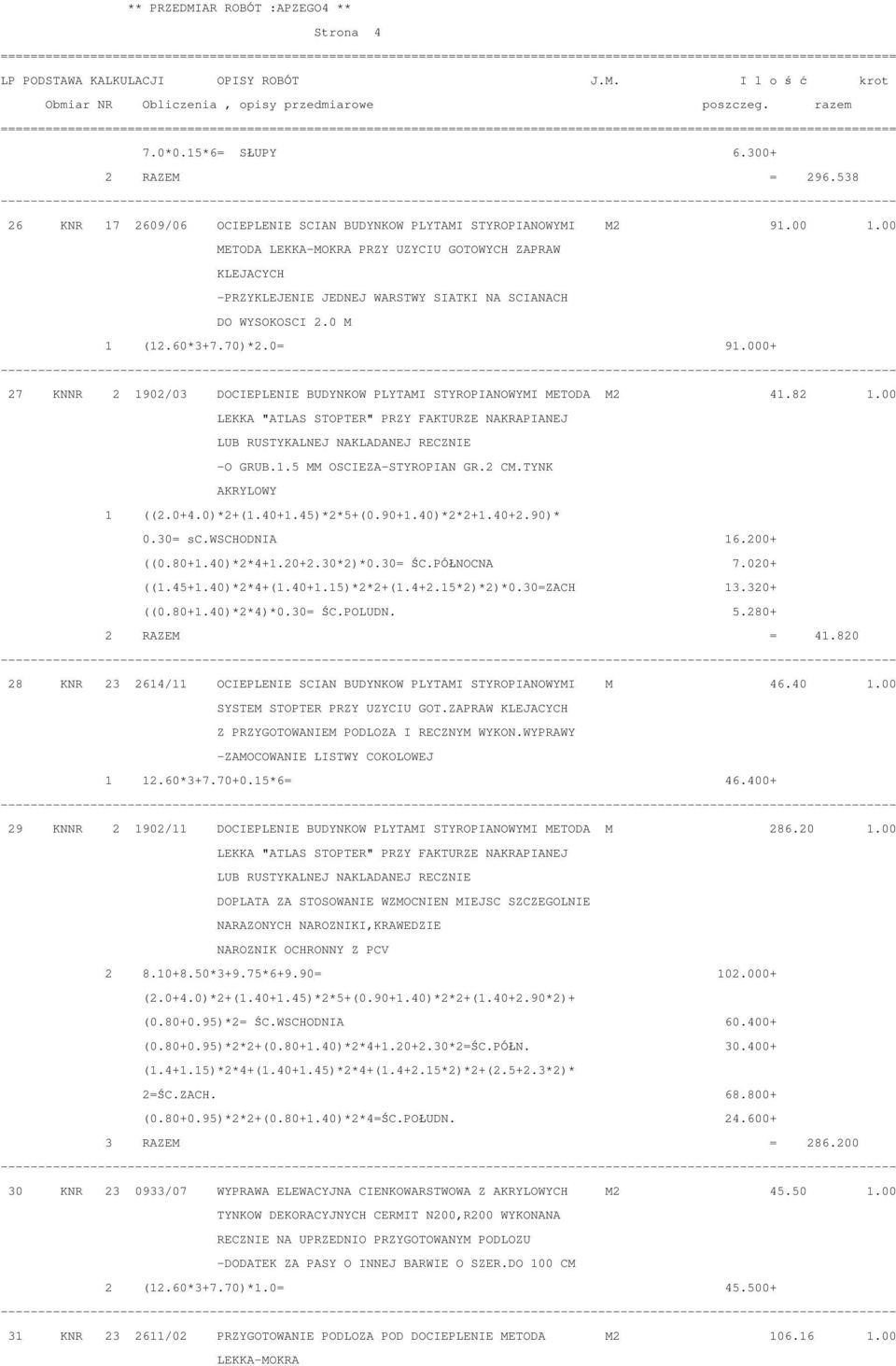 000+ 27 KNNR 2 1902/03 DOCIEPLENIE BUDYNKOW PLYTAMI STYROPIANOWYMI METODA M2 41.82 1.00 LEKKA "ATLAS STOPTER" PRZY FAKTURZE NAKRAPIANEJ LUB RUSTYKALNEJ NAKLADANEJ RECZNIE -O GRUB.1.5 MM OSCIEZA-STYROPIAN GR.