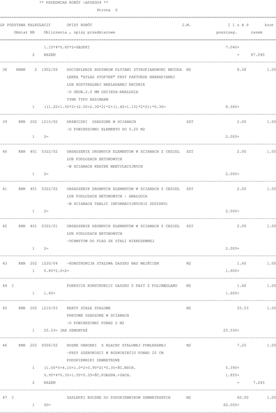 580+ 39 KNR 202 1215/02 DRZWICZKI OSADZONE W SCIANACH SZT 2.00 1.