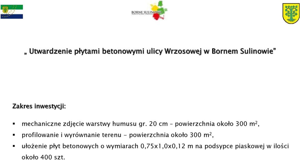 20 cm powierzchnia około 300 m 2, profilowanie i wyrównanie terenu -