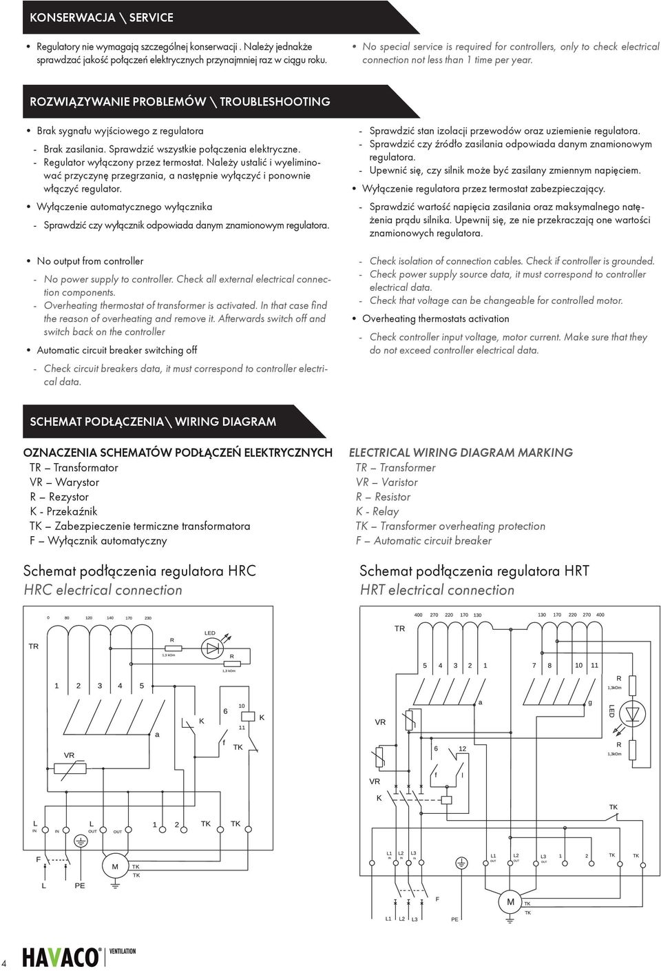 ROZWIĄZYWANIE PROBLEMÓW \ TROUBLESHOOTING Brak sygnału wyjściowego z regulatora - Brak zasilania. Sprawdzić wszystkie połączenia elektryczne. -Regulator wyłączony przez termostat.