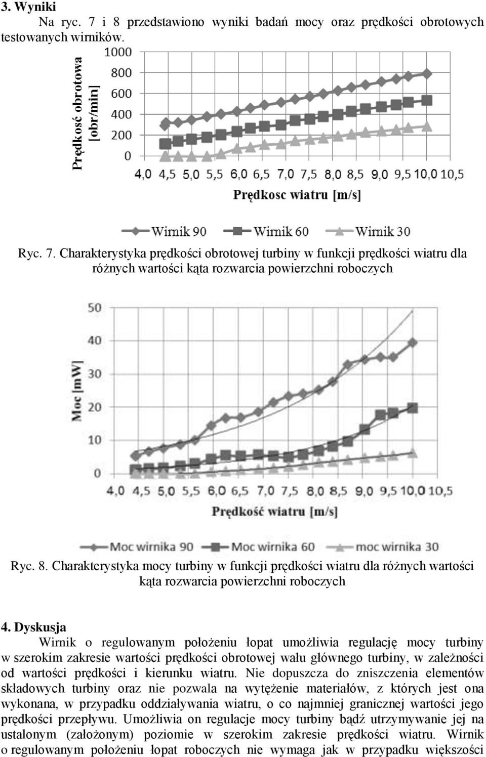 Dyskusja Wirnik o regulowanym położeniu łopat umożliwia regulację mocy turbiny w szerokim zakresie wartości prędkości obrotowej wału głównego turbiny, w zależności od wartości prędkości i kierunku