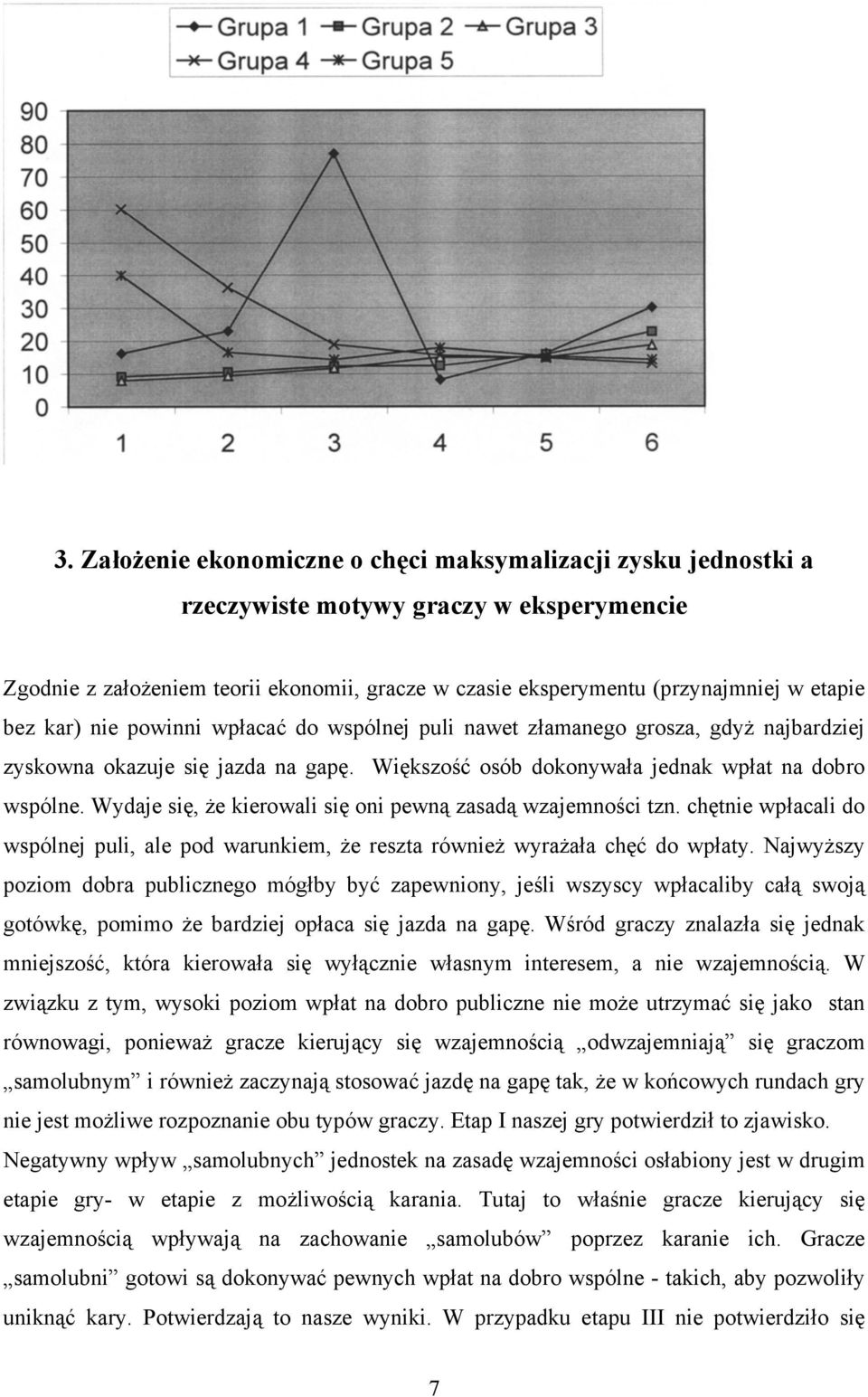 Wydaje się, że kierowali się oni pewną zasadą wzajemności tzn. chętnie wpłacali do wspólnej puli, ale pod warunkiem, że reszta również wyrażała chęć do wpłaty.