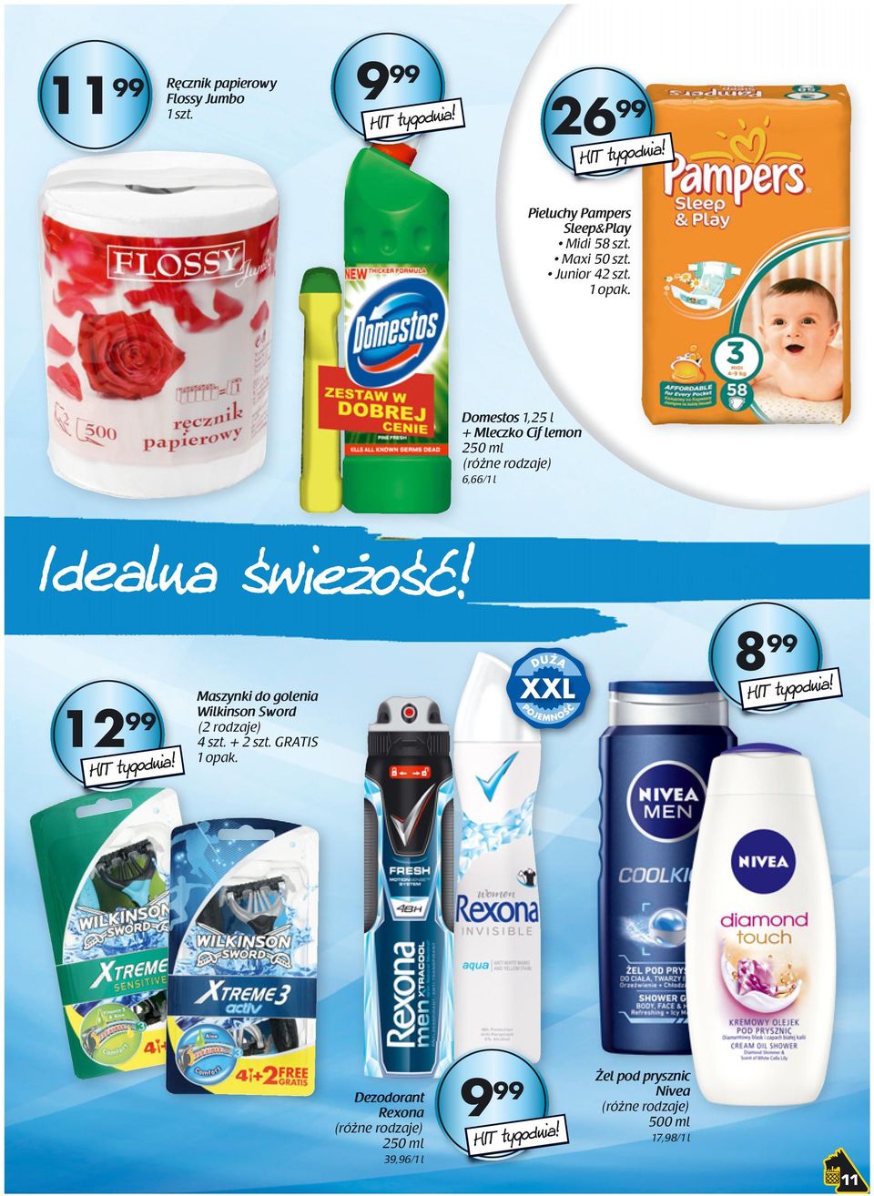 Domestos 1,25 l + Mleczko Cif lemon 250 ml 6,66/1 l Idealna świeżość!