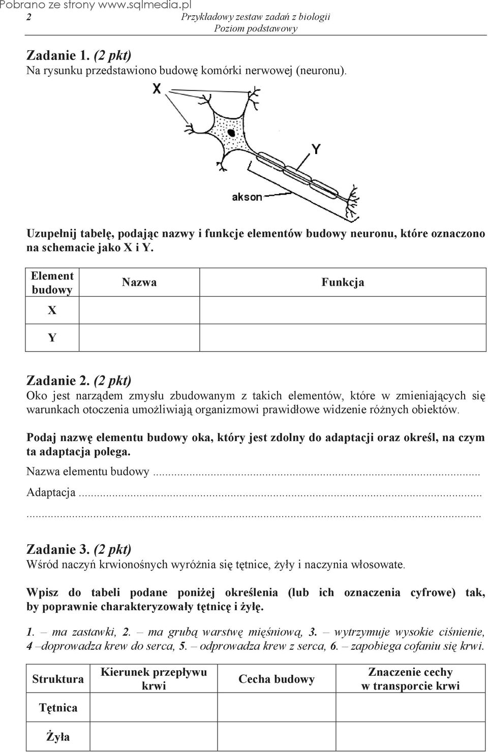 (2 pkt) Oko jest narz dem zmys u zbudowanym z takich elementów, które w zmieniaj cych si warunkach otoczenia umo liwiaj organizmowi prawid owe widzenie ró nych obiektów.