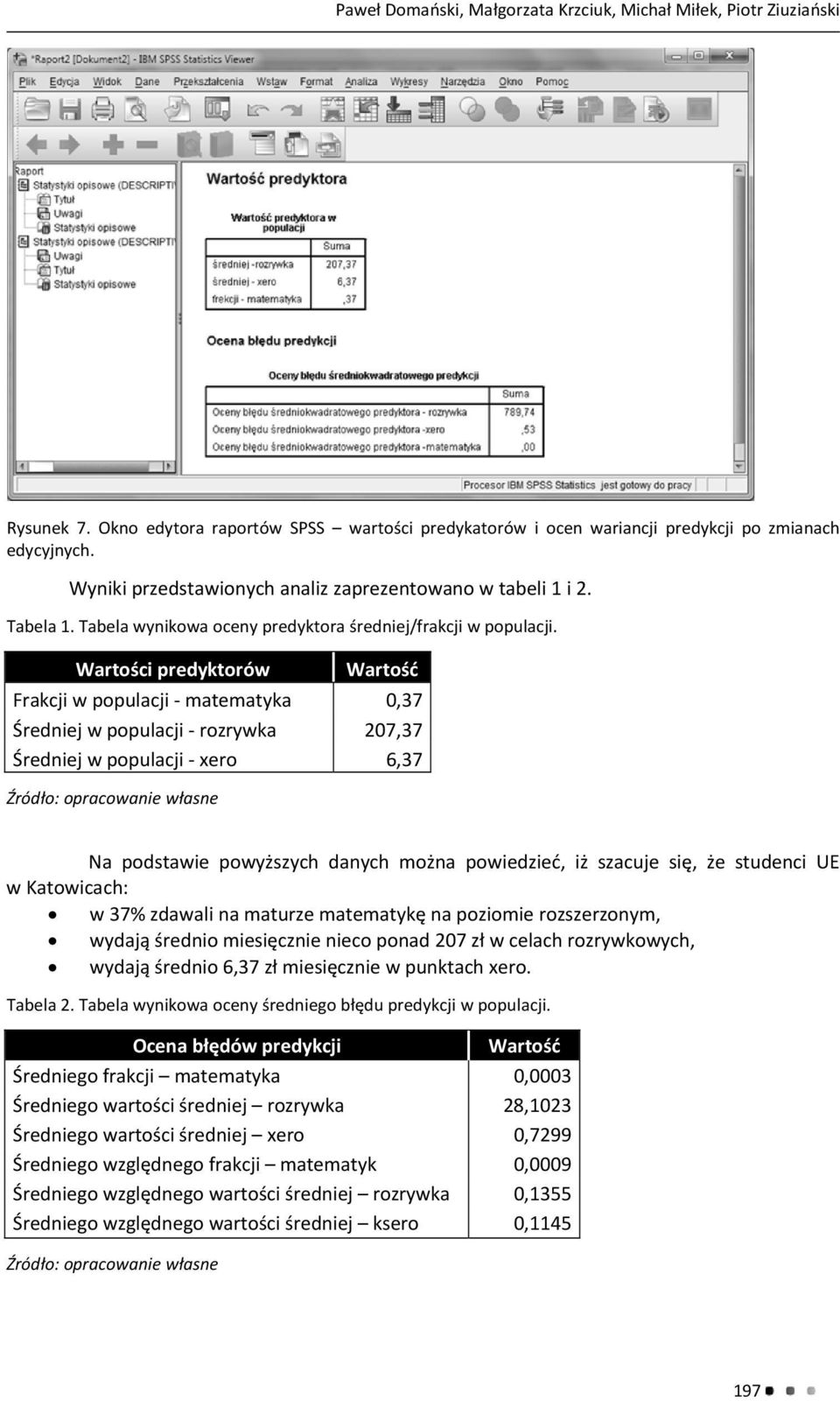 Wartości predyktorów Wartość Frakcji w populacji matematyka 0,37 Średniej w populacji rozrywka 207,37 Średniej w populacji xero 6,37 Źródło: opracowanie własne Na podstawie powyższych danych można