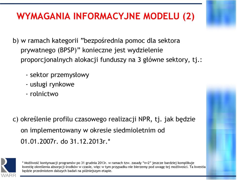 jak będzie on implementowany w okresie siedmioletnim od 01.01.2007r. do 31.12.2013r.* * Możliwość kontynuacji programów po 31 grudnia 2013r. w ramach tzw.