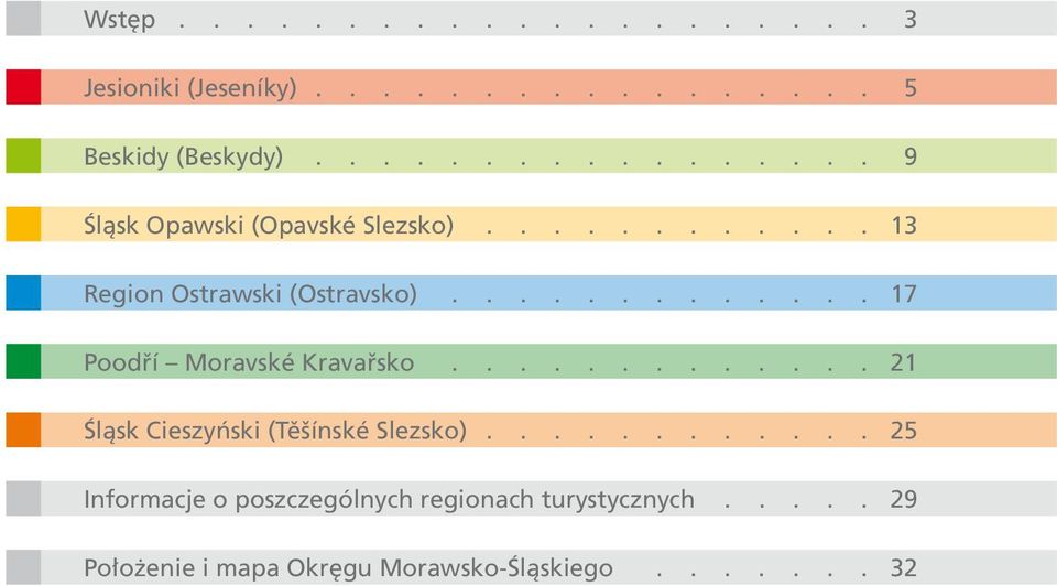 ............ 7 Poodří Moravské Kravařsko............. Śląsk Cieszyński (Těšínské Slezsko).