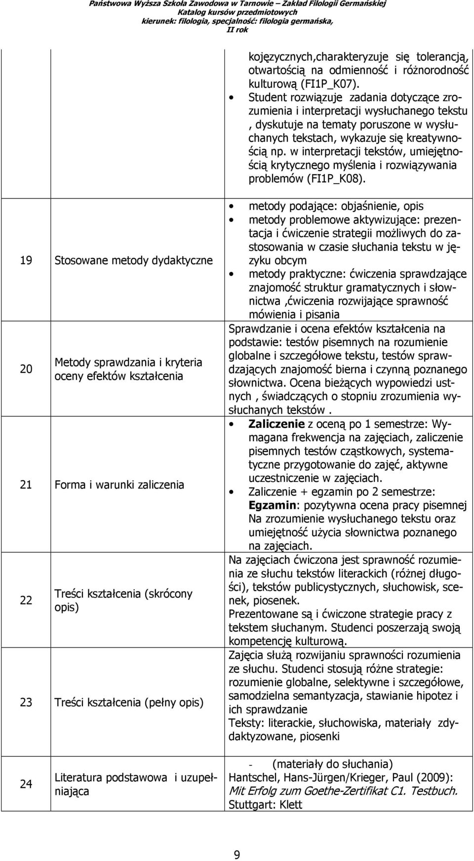 w interpretacji tekstów, umiejętnością krytycznego myślenia i rozwiązywania problemów (FI1P_K08).