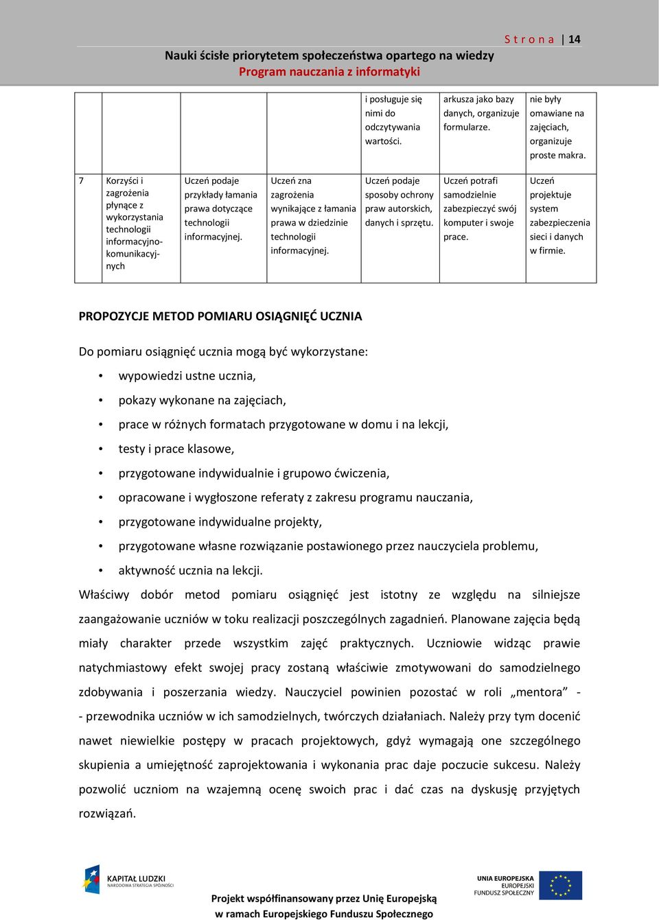 Uczeń zna zagrożenia wynikające z łamania prawa w dziedzinie technologii informacyjnej. Uczeń podaje sposoby ochrony praw autorskich, danych i sprzętu.