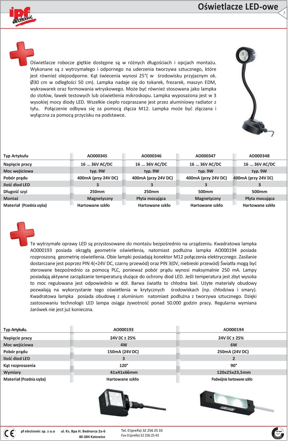 Lampka nadaje się do tokarek, frezarek, maszyn EDM, wykrawarek oraz formowania wtryskowego. Może być również stosowana jako lampka do stołów, ławek testowych lub oświetlenia mikroskopu.