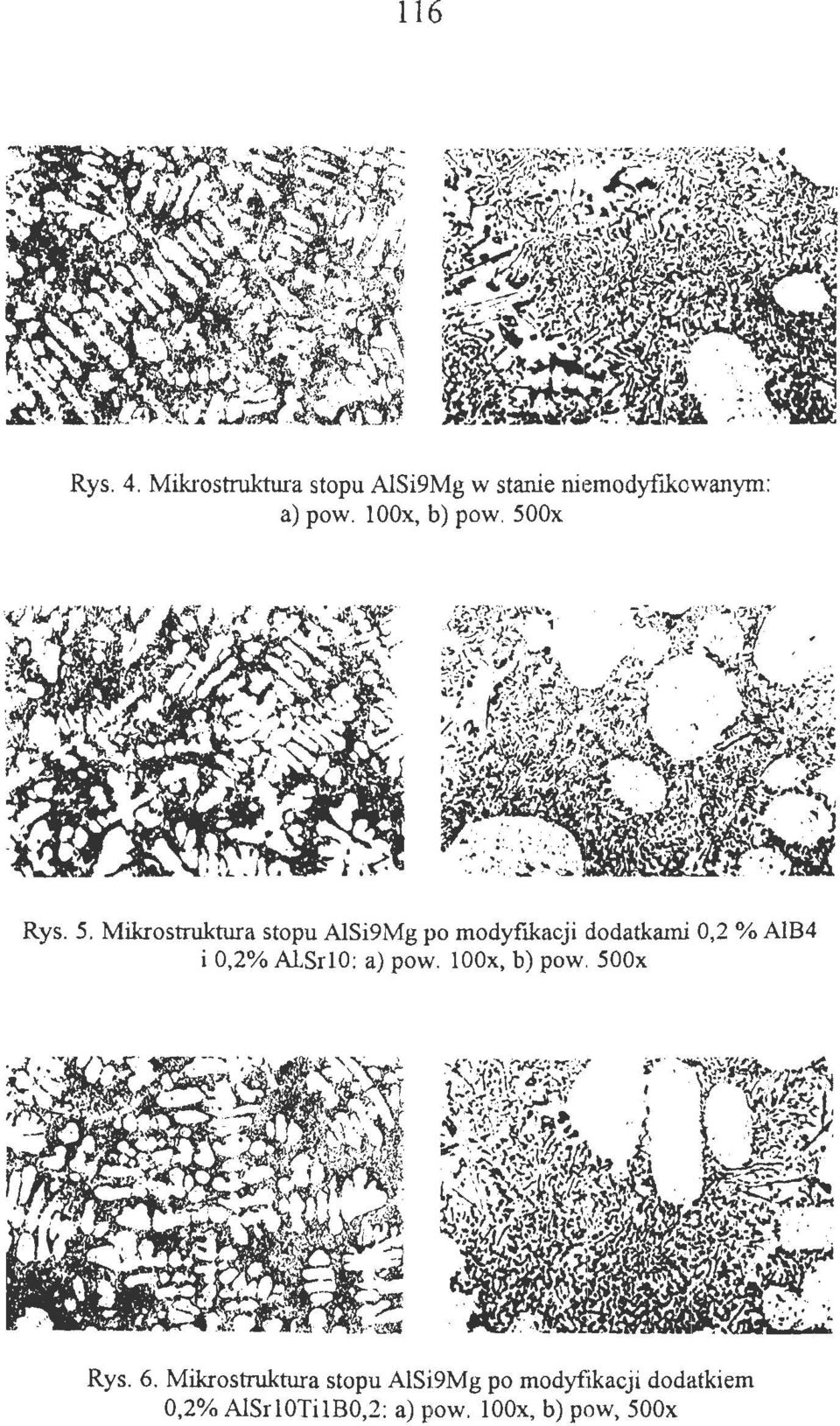 B4 i 0,2% ALSrlO: a) pow. IOOx, b) pow. 500x Rys. 6.