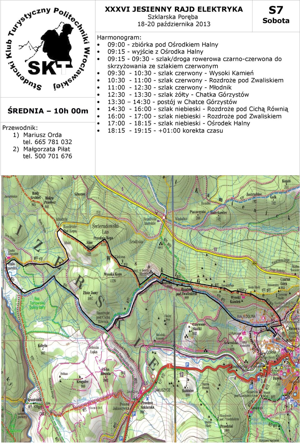 czerwonym 09:30-10:30 - szlak czerwony - Wysoki Kamień 10:30-11:00 - szlak czerwony - Rozdroże pod Zwaliskiem 11:00-12:30 - szlak czerwony - Młodnik 12:30-13:30 -