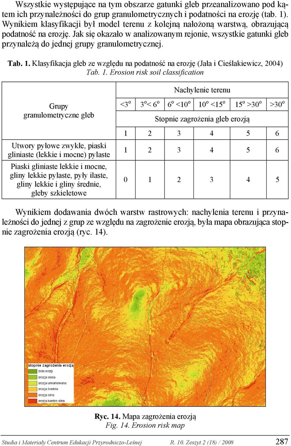 Jak się okazało w analizowanym rejonie, wszystkie gatunki gleb przynależą do jednej grupy granulometrycznej. Tab. 1.