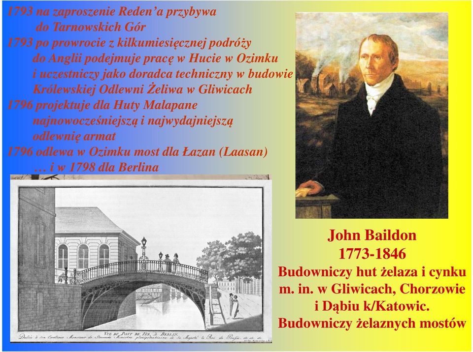 Huty Malapane najnowocześniejszą i najwydajniejszą odlewnię armat 1796 odlewa w Ozimku most dla Łazan (Laasan) i w 1798 dla