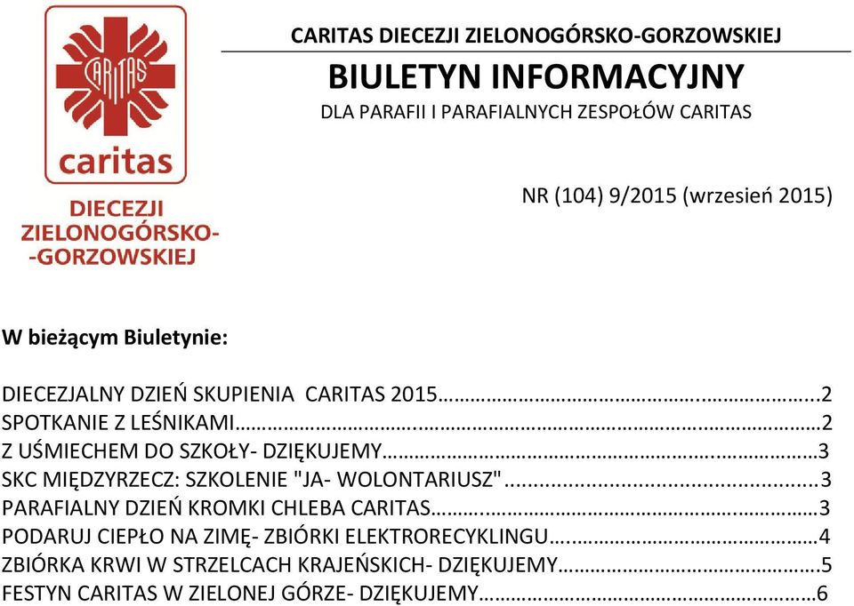 ... 2 Z UŚMIECHEM DO SZKOŁY- DZIĘKUJEMY... 3 SKC MIĘDZYRZECZ: SZKOLENIE "JA- WOLONTARIUSZ".