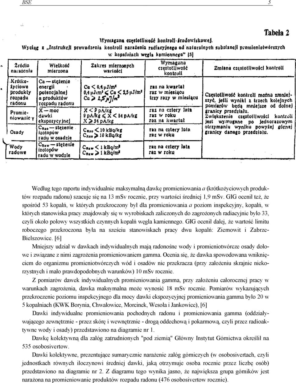 radiacyjnie było 33, czyli około połowy wszystkich czynnych kopalń węgla kamiennego.