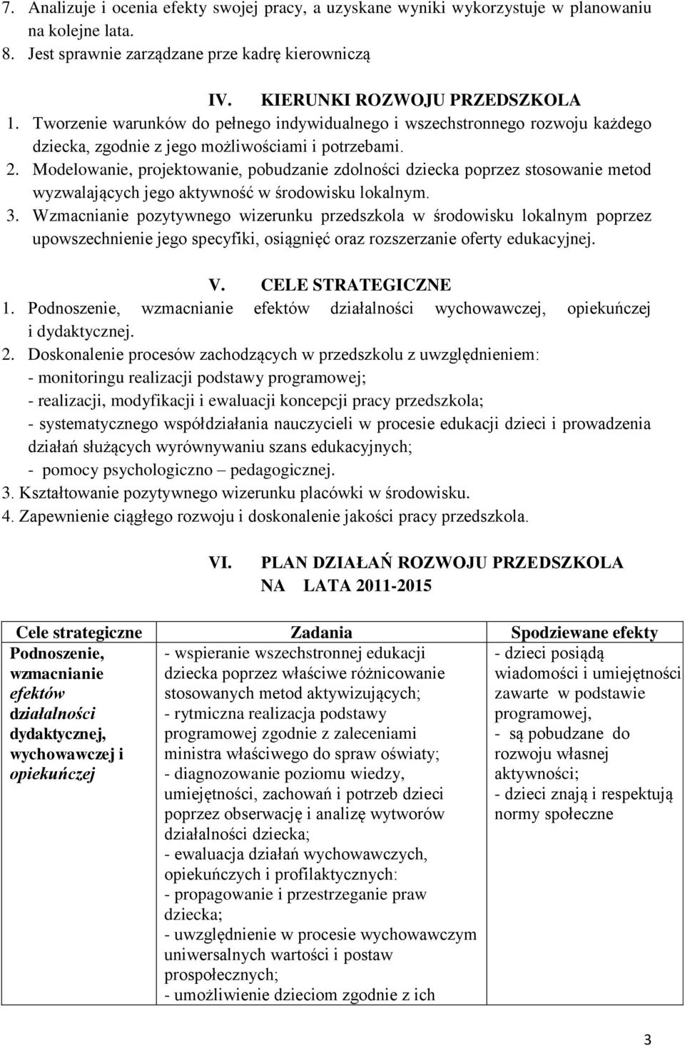 Modelowanie, projektowanie, pobudzanie zdolności dziecka poprzez stosowanie metod wyzwalających jego aktywność w środowisku lokalnym. 3.