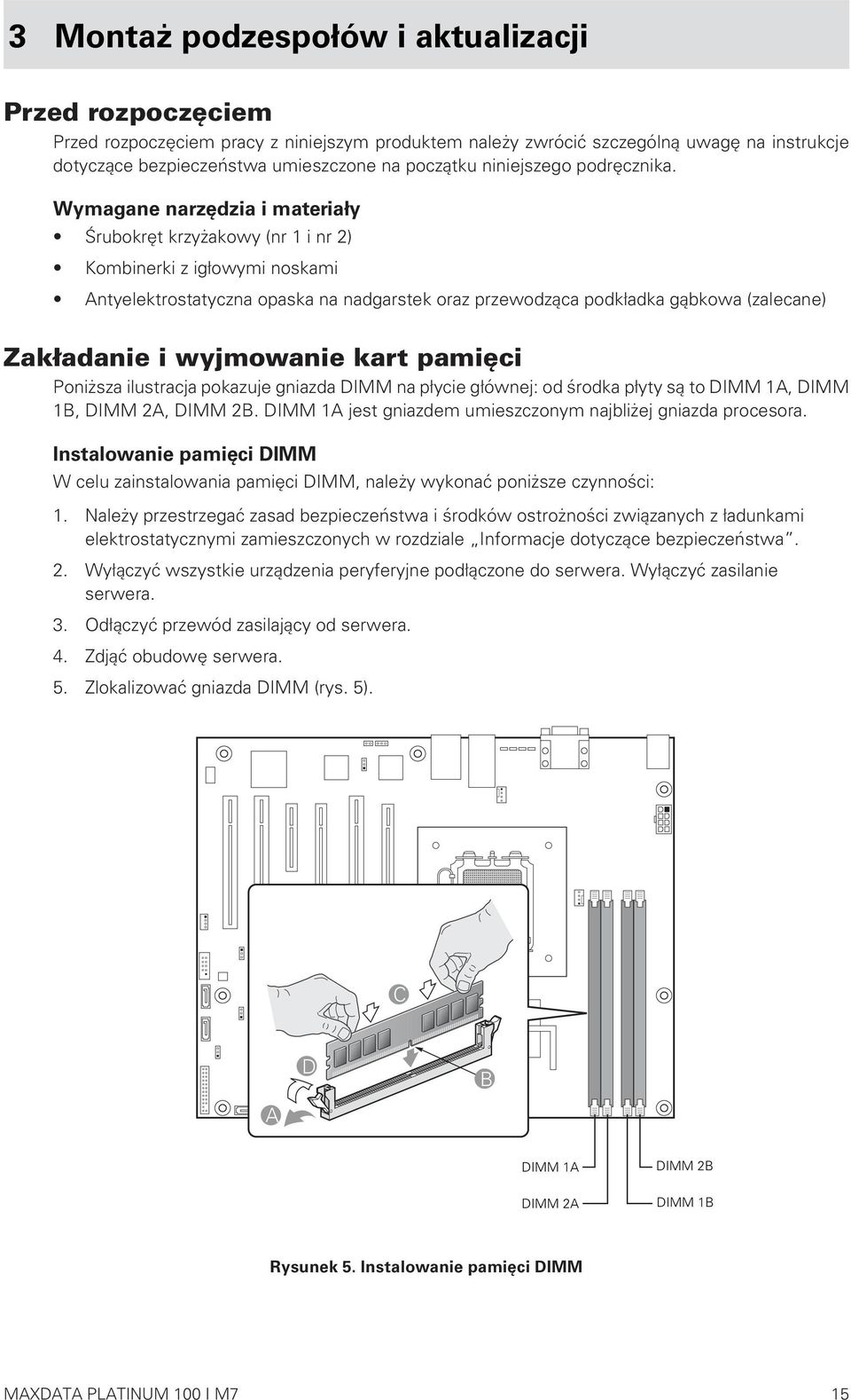 Wymagane narzędzia i materiały Śrubokręt krzyżakowy (nr 1 i nr 2) Kombinerki z igłowymi noskami Antyelektrostatyczna opaska na nadgarstek oraz przewodząca podkładka gąbkowa (zalecane) Zakładanie i