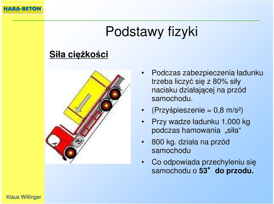 (Przyśpieszenie = 0,8 m/s²) Przy wadze ładunku 1.