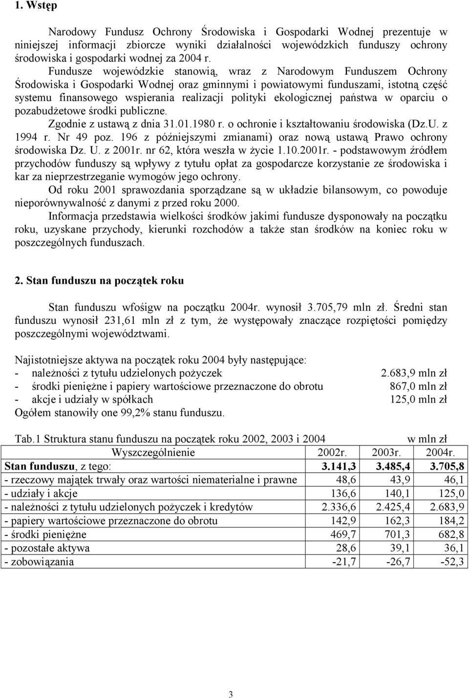 polityki ekologicznej państwa w oparciu o pozabudżetowe środki publiczne. Zgodnie z ustawą z dnia 31.1.198 r. o ochronie i kształtowaniu środowiska (Dz.U. z 1994 r. Nr 49 poz.