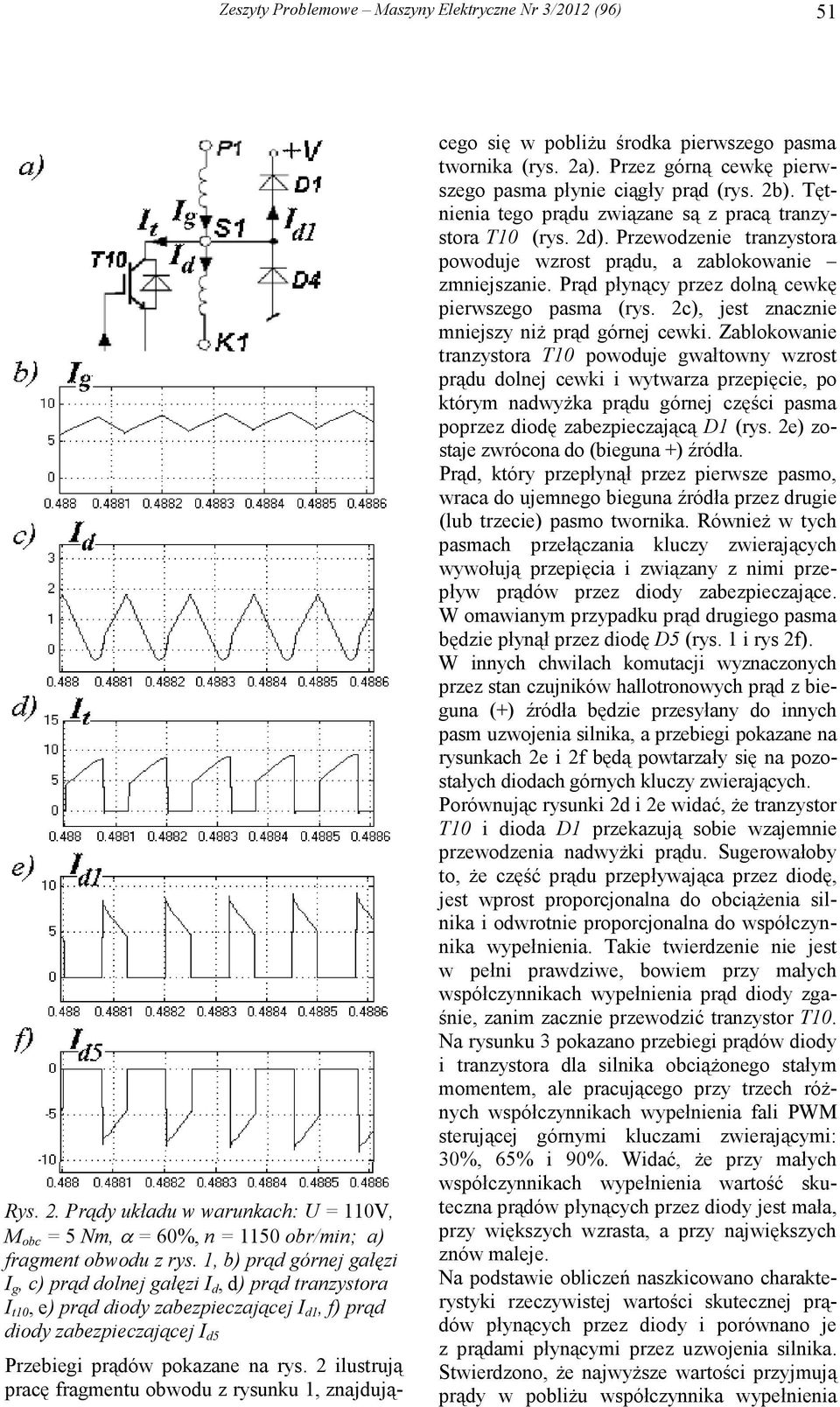 2 ilustrują pracę fragmentu obwodu z rysunku 1, znajdującego się w pobliŝu środka pierwszego pasma twornika (rys. 2a). Przez górną cewkę pierwszego pasma płynie ciągły prąd (rys. 2b).