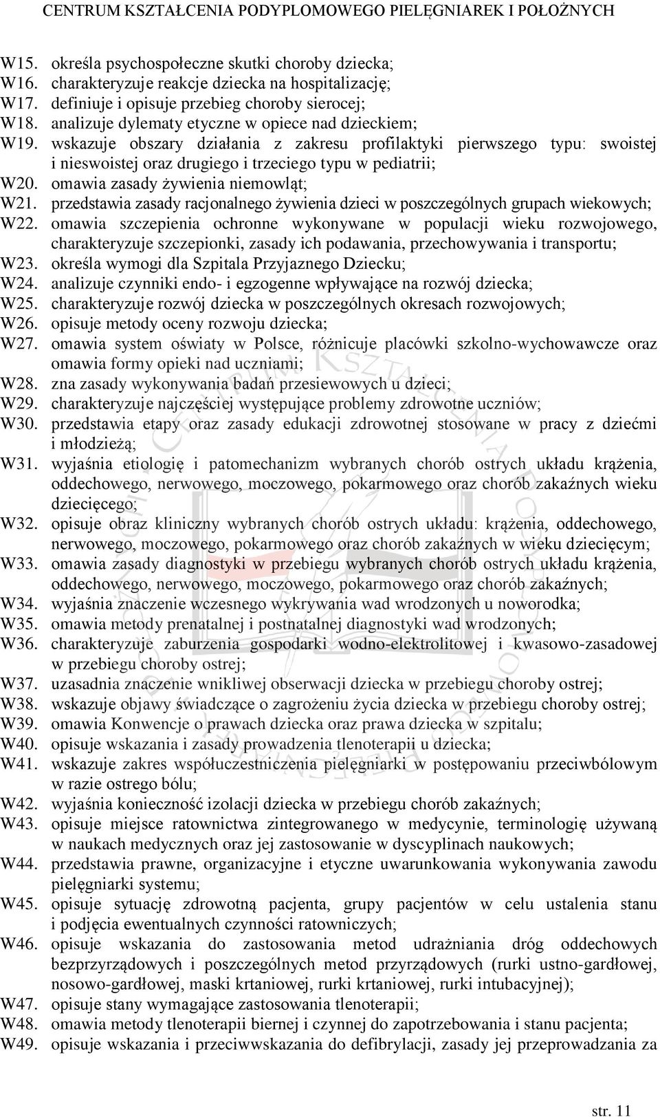 omawia zasady żywienia niemowląt; W21. przedstawia zasady racjonalnego żywienia dzieci w poszczególnych grupach wiekowych; W22.