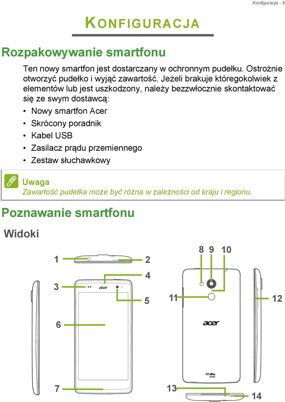 Jeżeli brakuje któregokolwiek z elementów lub jest uszkodzony, należy bezzwłocznie skontaktować się ze swym dostawcą: Nowy