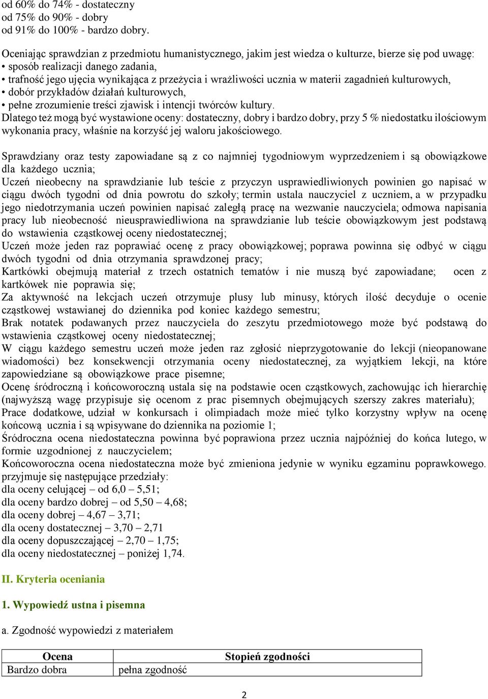 ucznia w materii zagadnień kulturowych, dobór przykładów działań kulturowych, pełne zrozumienie treści zjawisk i intencji twórców kultury.