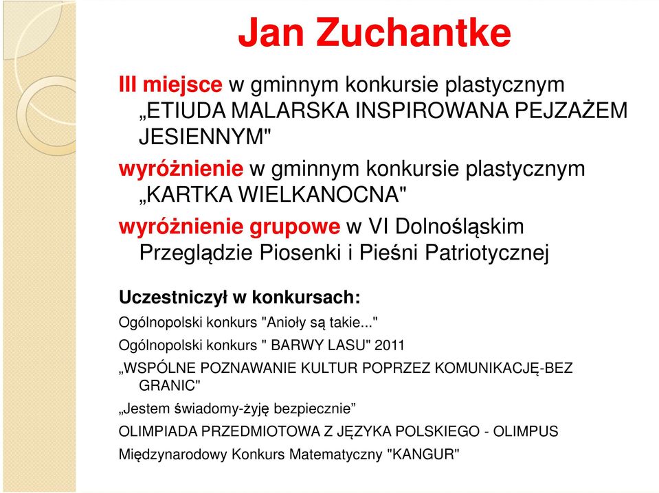 w konkursach: Ogólnopolski konkurs "Anioły są takie.