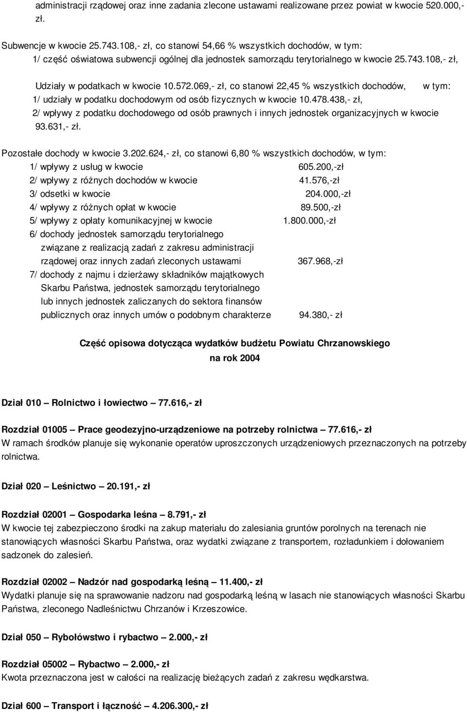 069,- zł, co stanowi 22,45 % wszystkich dochodów, w tym: 1/ udziały w podatku dochodowym od osób fizycznych w kwocie 10.478.