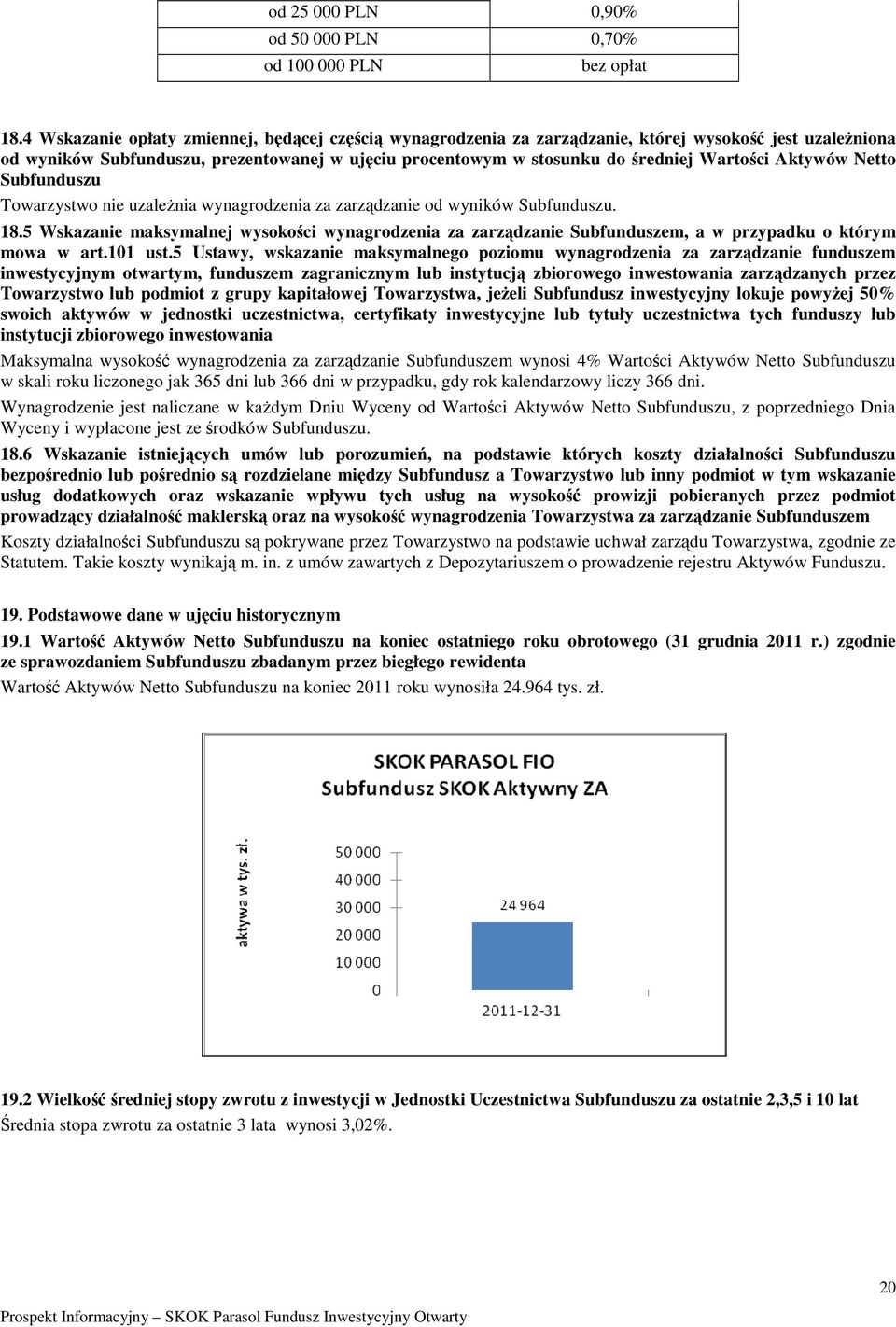 Aktywów Netto Subfunduszu Towarzystwo nie uzaleŝnia wynagrodzenia za zarządzanie od wyników Subfunduszu. 18.