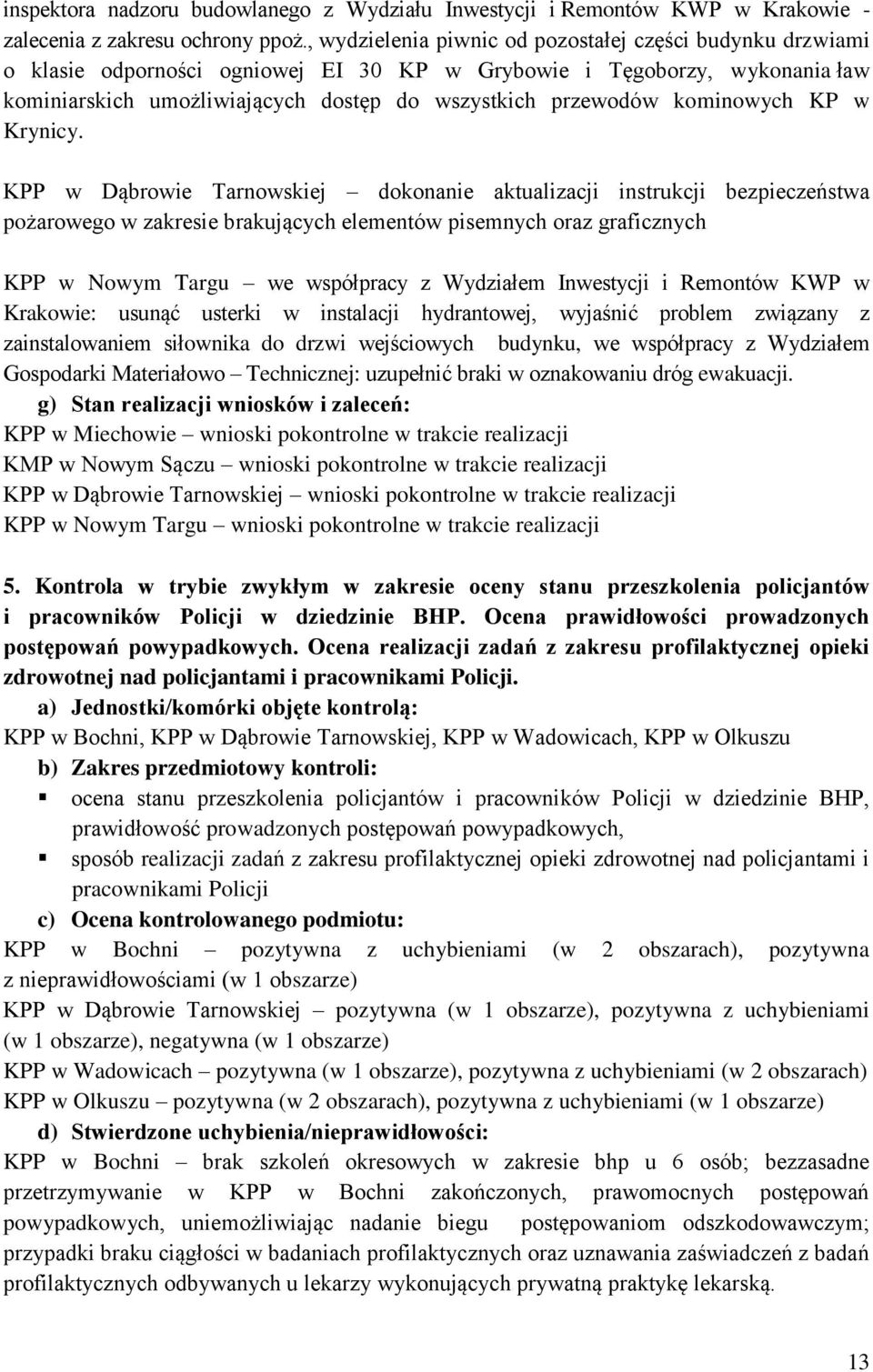 kominowych KP w Krynicy.