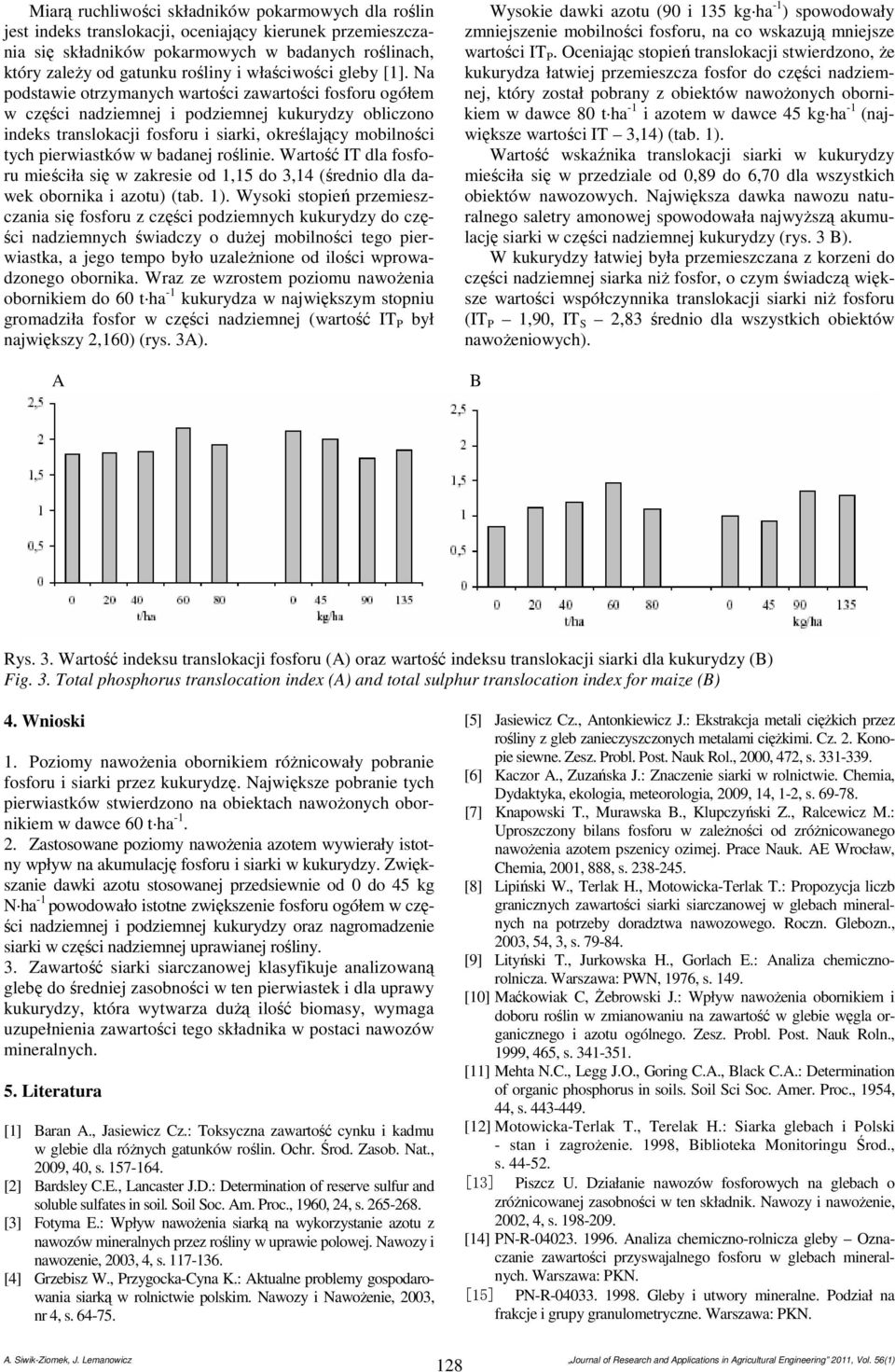 Wrtość IT dl fosforu mieścił się w zkresie od 1,15 do 3,14 (średnio dl dwek oornik i zotu) (t. 1).