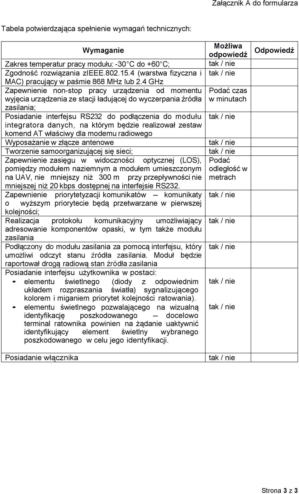 4 GHz Zapewnienie non-stop pracy urządzenia od momentu wyjęcia urządzenia ze stacji ładującej do wyczerpania źródła zasilania; Posiadanie interfejsu RS232 do podłączenia do modułu integratora danych,