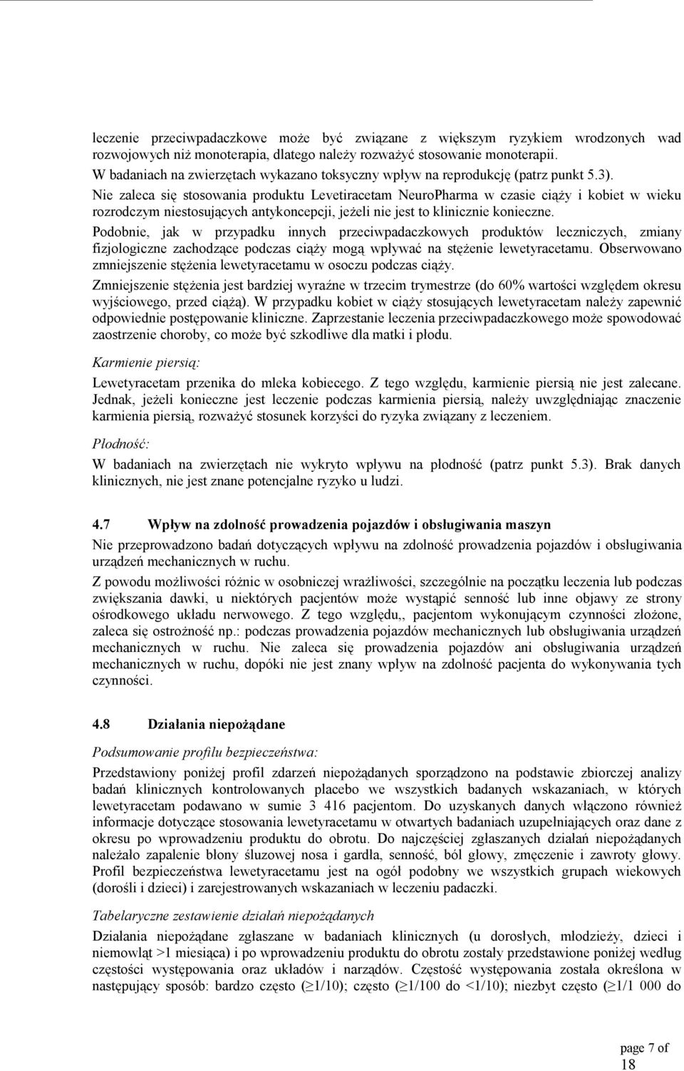 Nie zaleca się stosowania produktu Levetiracetam NeuroPharma w czasie ciąży i kobiet w wieku rozrodczym niestosujących antykoncepcji, jeżeli nie jest to klinicznie konieczne.