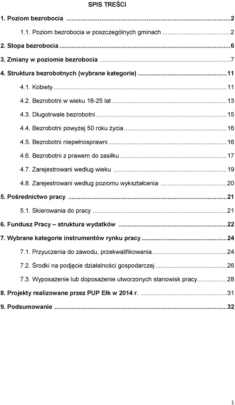 4.7. Zarejestrowani według wieku... 9 4.8. Zarejestrowani według poziomu wykształcenia... 20 5. Pośrednictwo pracy... 2 5.. Skierowania do pracy... 2 6. Fundusz Pracy struktura wydatków... 22 7.