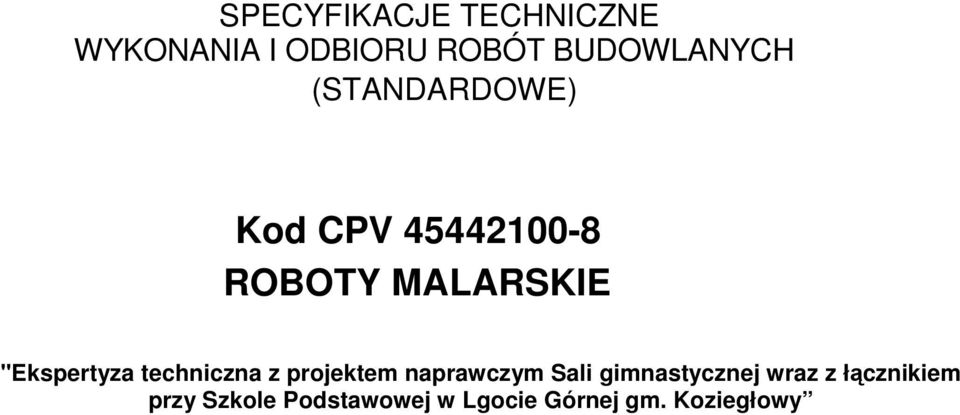 techniczna z projektem naprawczym Sali gimnastycznej wraz z