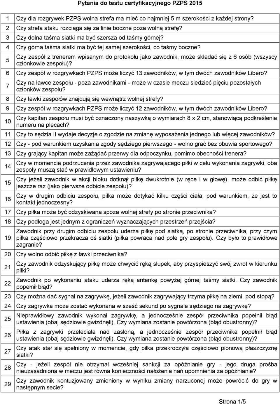 5 Czy zespół z trenerem wpisanym do protokołu jako zawodnik, może składać się z 6 osób (wszyscy członkowie zespołu)?