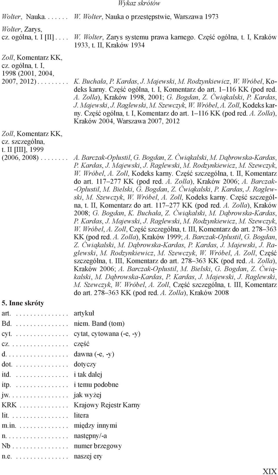 I, Komentarz do art. 1 116 KK (pod red. A. Zolla), Kraków 1998, 2001; G. Bogdan, Z. Ćwiąkalski, P. Kardas, J. Majewski, J. Raglewski, M. Szewczyk, W. Wróbel, A. Zoll, Kodeks karny. Część ogólna, t.