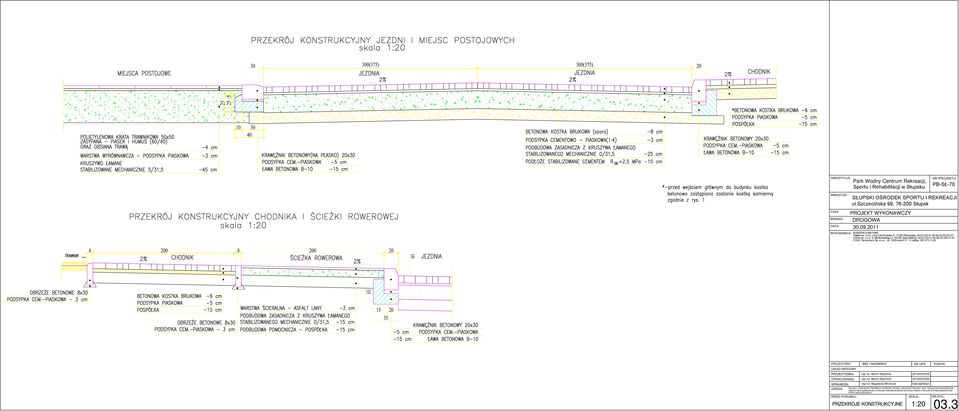 2011 PROJEKTANT: UKŁAD DROGOWY PROJEKTOWAŁ: OPRACOWANIE: SPRAWDZIŁ: UWAGA: TREŚĆ RYSUNKU: IMIĘ I NAZWISKO mgr inż. Marcin Wąchnicki mgr inż.