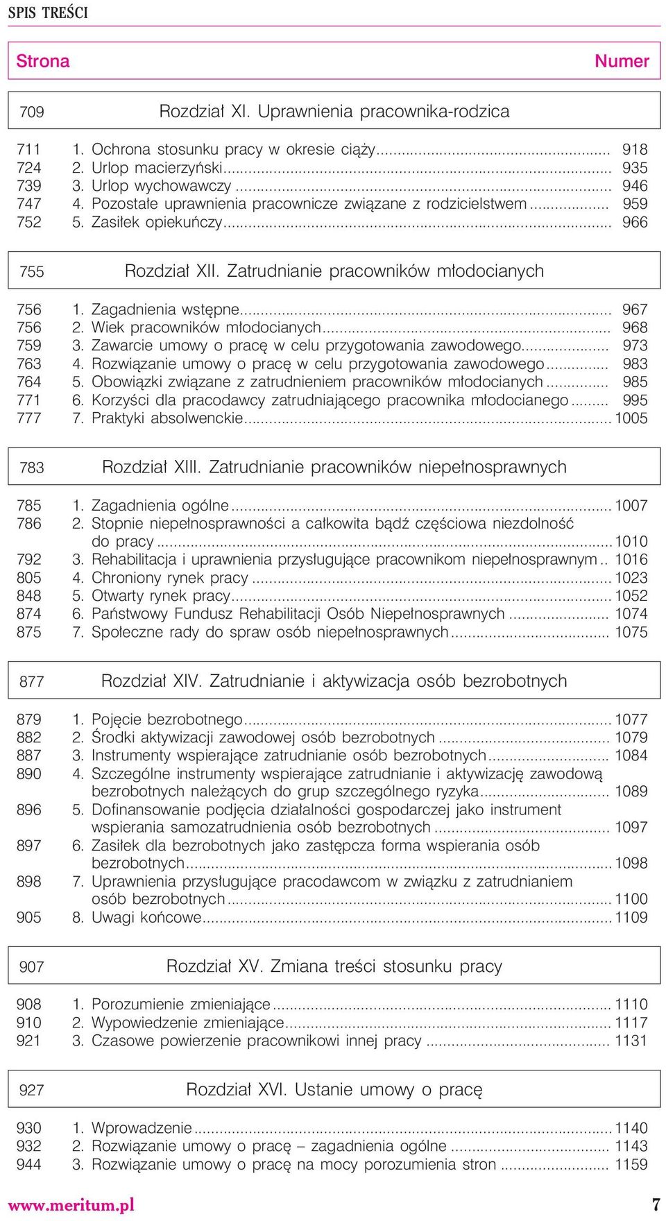 Wiek pracowników m³odocianych... 968 759 3. Zawarcie umowy o pracê w celu przygotowania zawodowego... 973 763 4. Rozwi¹zanie umowy o pracê w celu przygotowania zawodowego... 983 764 5.