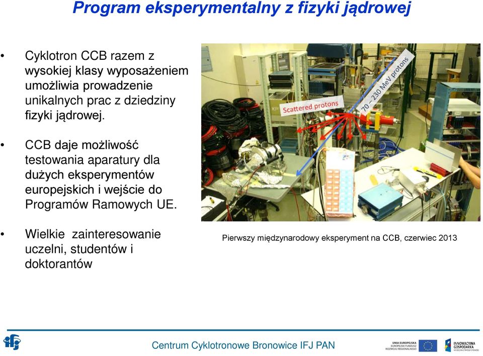 CCB daje możliwość testowania aparatury dla dużych eksperymentów europejskich i wejście do