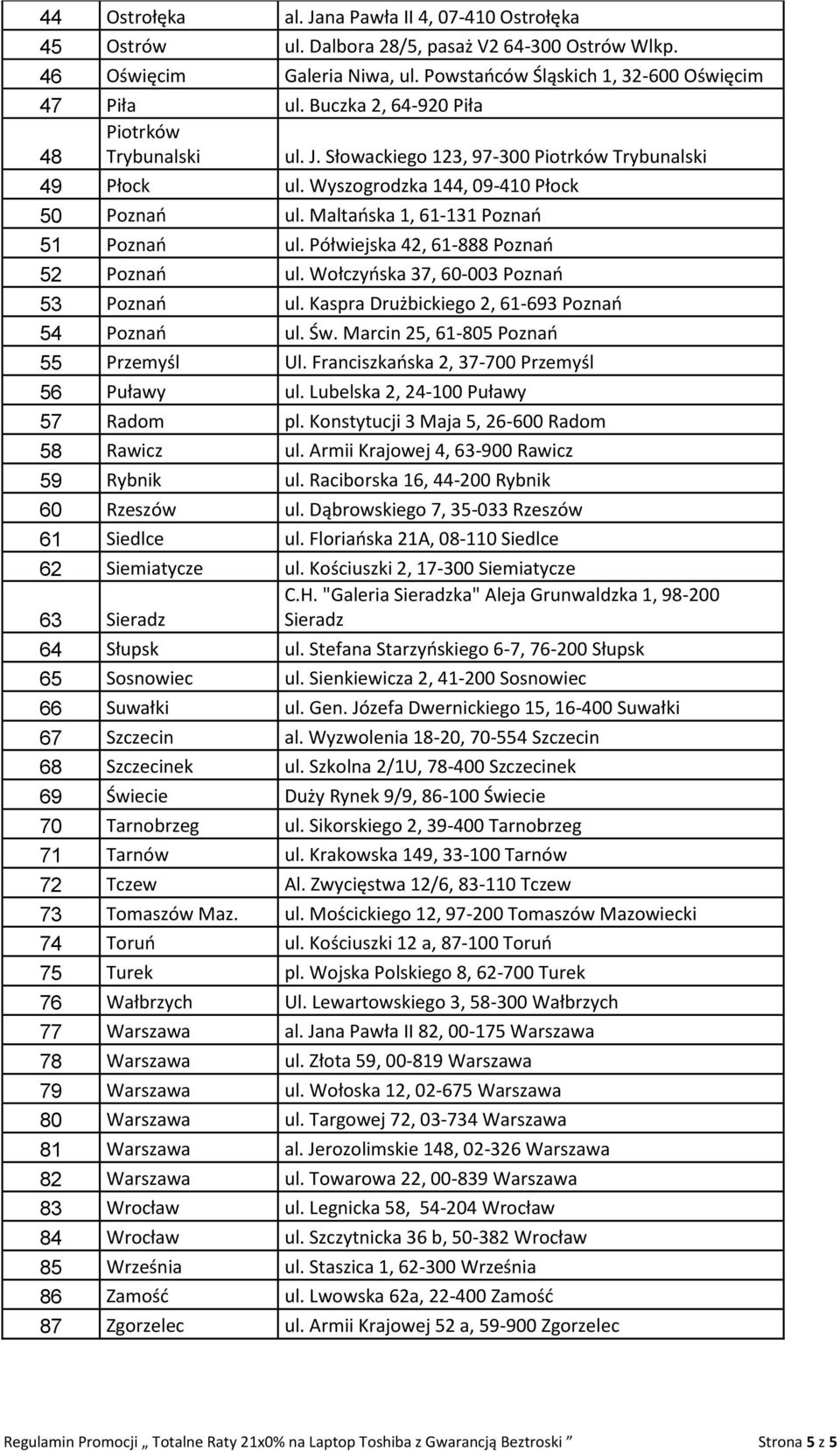Półwiejska 42, 61-888 Poznań 52 Poznań ul. Wołczyńska 37, 60-003 Poznań 53 Poznań ul. Kaspra Drużbickiego 2, 61-693 Poznań 54 Poznań ul. Św. Marcin 25, 61-805 Poznań 55 Przemyśl Ul.