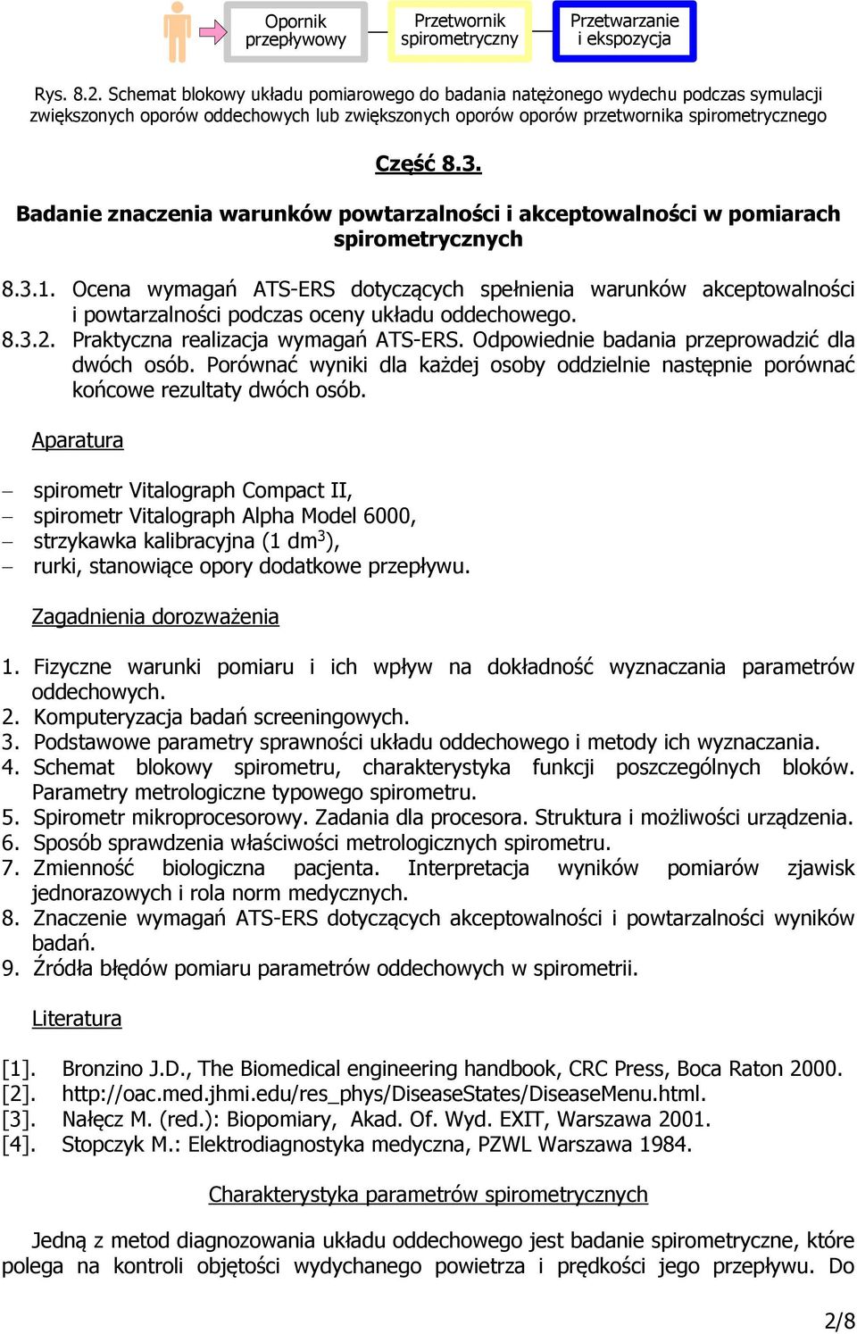 Badanie znaczenia warunków powtarzalności i akceptowalności w pomiarach spirometrycznych 8.3.1.